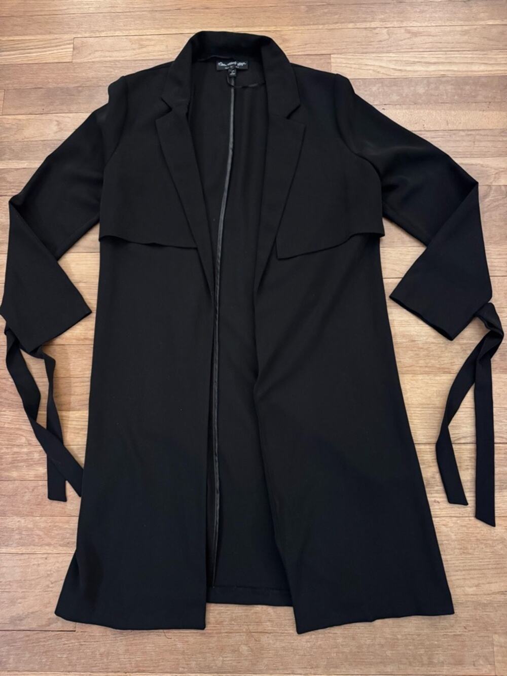 Miss Selfridge Women's Black Knee Length Tie Sleeve Duster - Size 10
b93